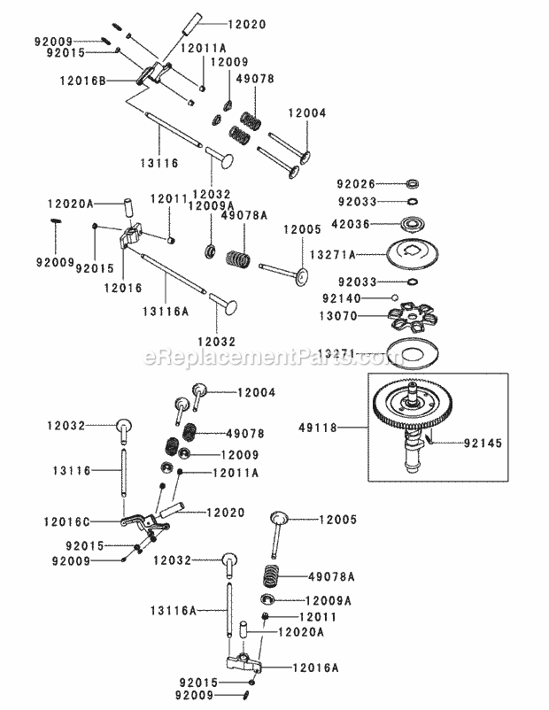 Kawasaki Fxt00v-Bs04 Valve & Camshaft Diagram and Parts List for S7237-KW 53AP8DU8750 Cub Cadet Sprayer